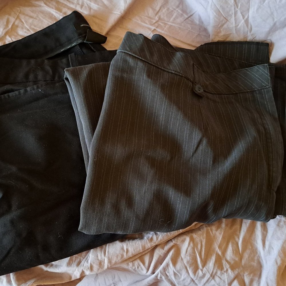 2 - Pair Women's Worthington Woman 18W Dress Pants Work GUC Black & Pinstripe